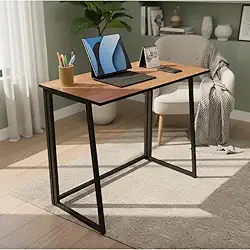 Escrivaninha Industrial Dobrável ou Fixa para Home Office, Mesa de Computador Compacta(Madeira - articulada)