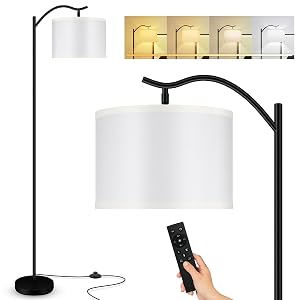 BoostArea Floor Lamp for Living Room Arc Floor Lamp with Remote Control Stepless Dimmable Brightness Colors Temperature 2700k-6500k