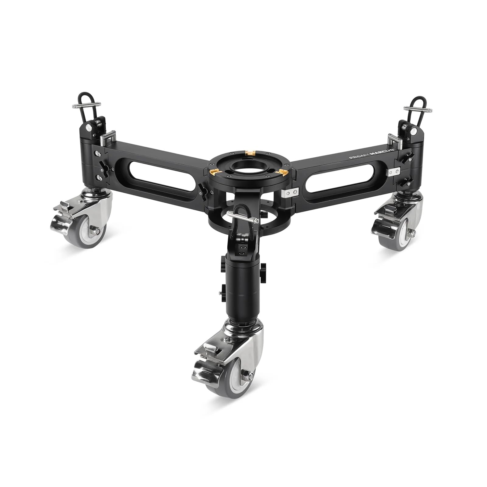 Proaim Marcus DL-MRCS-01 Chariot pour appareil photo avec base adaptateur Mitchell et Euro/Elemac pour trépied Bazooka Livré avec roues amovibles et pieds pointus Charge utile jusqu'à 453 kg