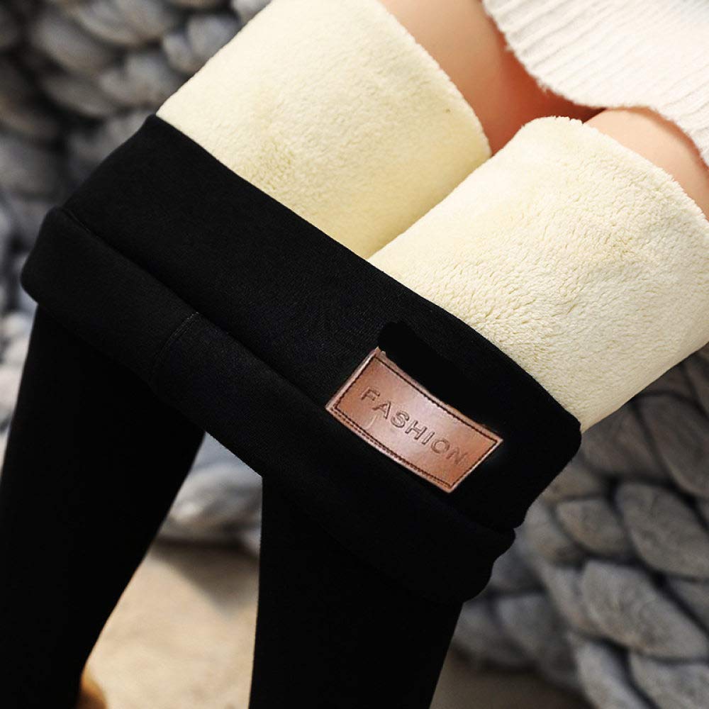 Thermo Leggings Damen,Damen Thermische Leggings Fashion Plus Size Schwarzer Buchstabe Labeling High Waist Leggings Dickes Fleece Gefüttert Stretchy Sporthose Strumpfhosen Für Winter Outdoor Kaltes