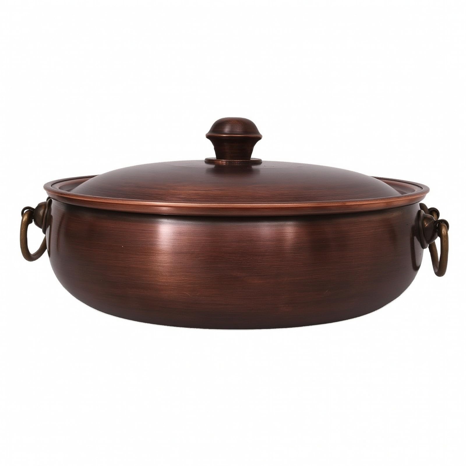 Pentola in Rame con Coperchio Interno Non Rivestito Pentola in Rame Conduzione Veloce Casseruola per Atica, 36 Cm