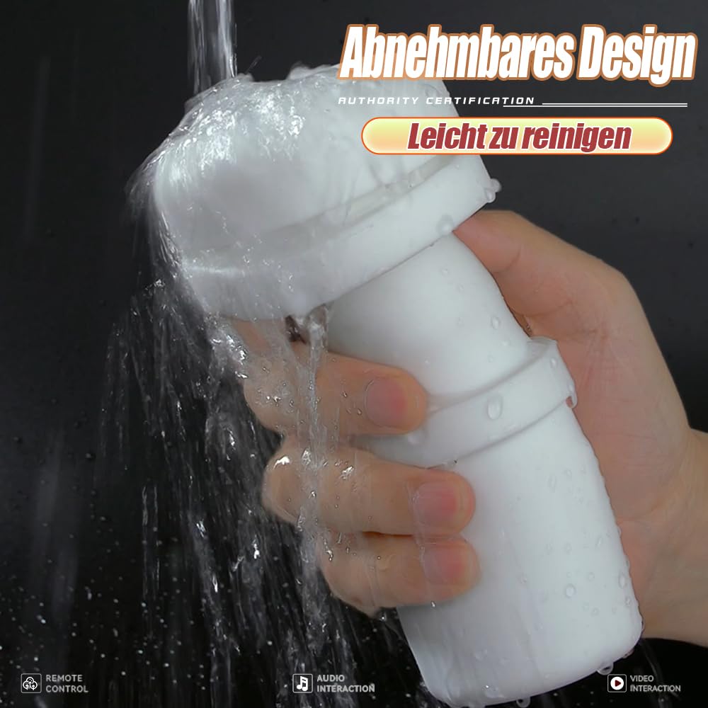 Masturbieren für Männer Elektrisch mit 9 Stöße & Vibrationmodi, 3D Taschenmuschi Blowjob Masturbatoren, Penis Vibrator Trainer für die Männer APP Sexspielzeug