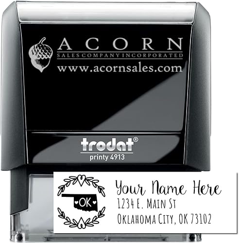 Miniatura 339 de State Love - Sello de dirección autoentintado para Texas, caja rosa, púrpura o negra, impresiones limpias y nítidas, diseño rectangular, tamaño 7/8