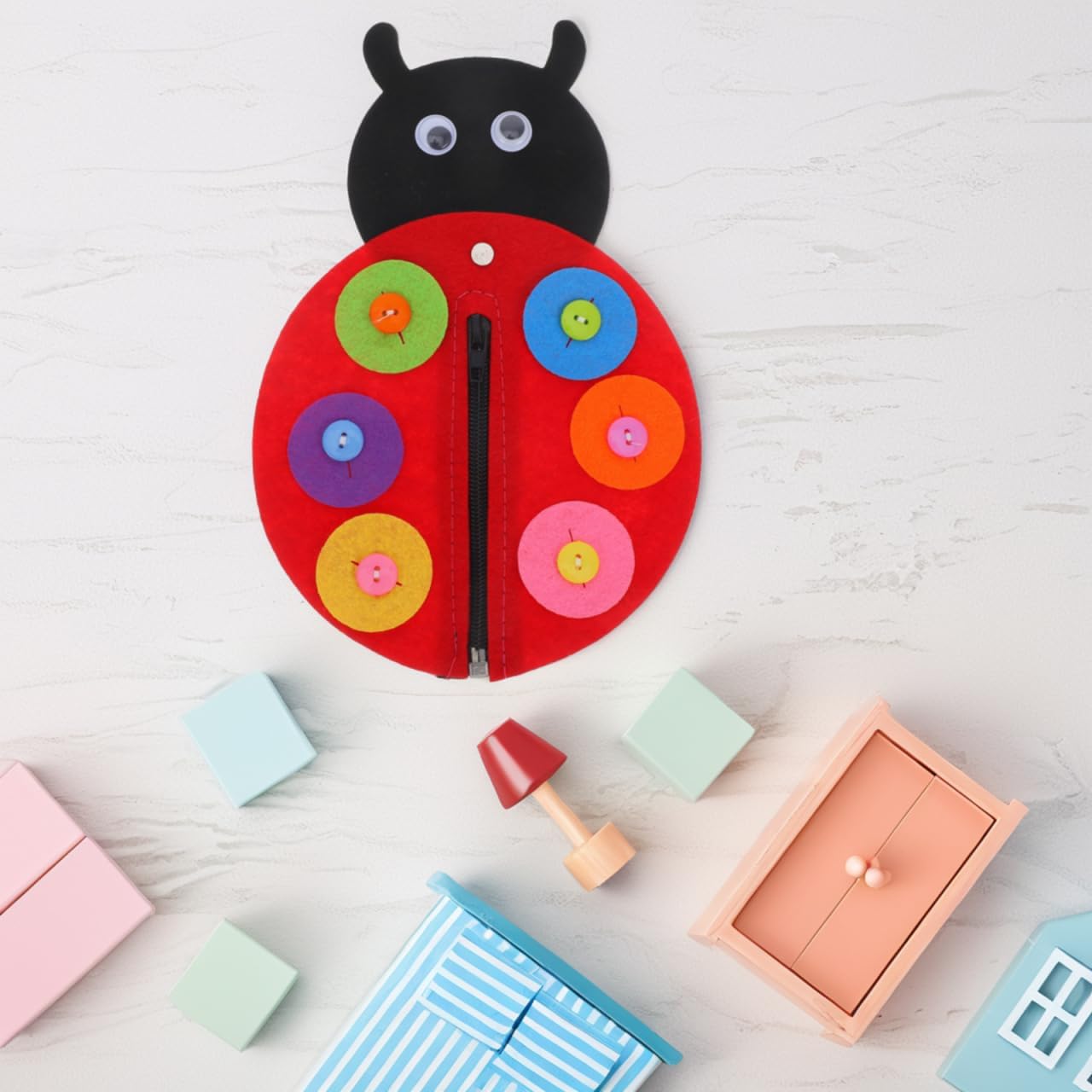 Garneck Page Button Practice Add-On #81 - Engaging Felt Activity for Early Learning DIY Ladybird Craft for Teaching Basic Life Skills Like Zipping and Buttoning image 5