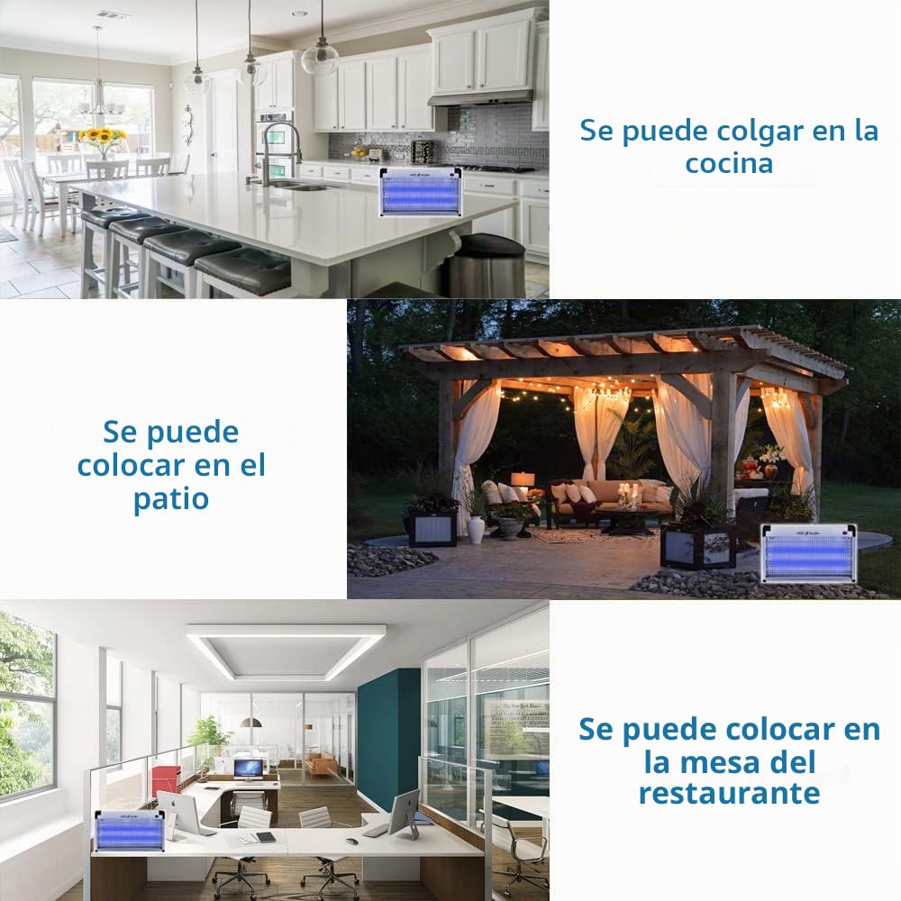 Matamoscas eléctrico de 40 W, lámpara UV, eficaz para reducir insectos voladores en interiores para dormitorios y jardines, sin productos químicos tóxicos