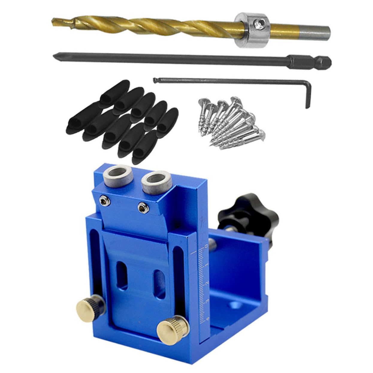 Mikikit Kit Dima per Foro Cieco da Falegnameria, Guida per Trapano Portatile in Lega di Alluminio, Angolo 15° per Giunzione Mobili e Tavole di Legno Colore Casuale