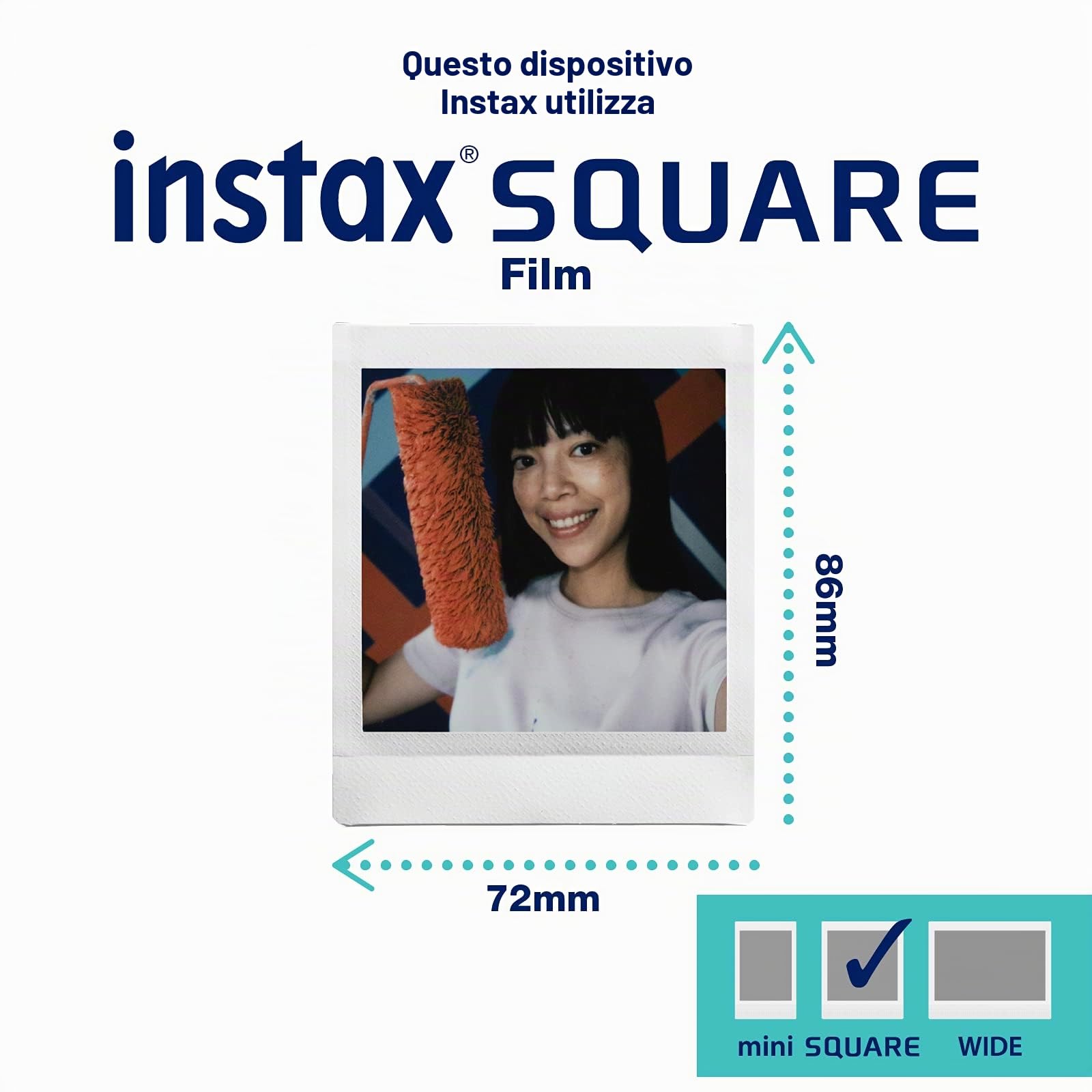 Fujifilm instax SQUARE SQ 1 Glacier Blue | Fotocamera a sviluppo istantaneo | Modalità One-Touch Selfie | Esposizione Automatica | Foto Formato 62x62mm