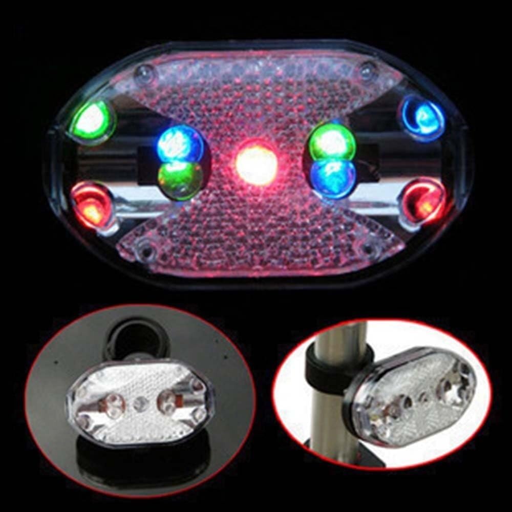 Feux arrière de vélo 9 LED avec mode clignotant à 7 segments, feux arrière haute luminosité, feux d'avertissement, accessoires de vélo(Color light)