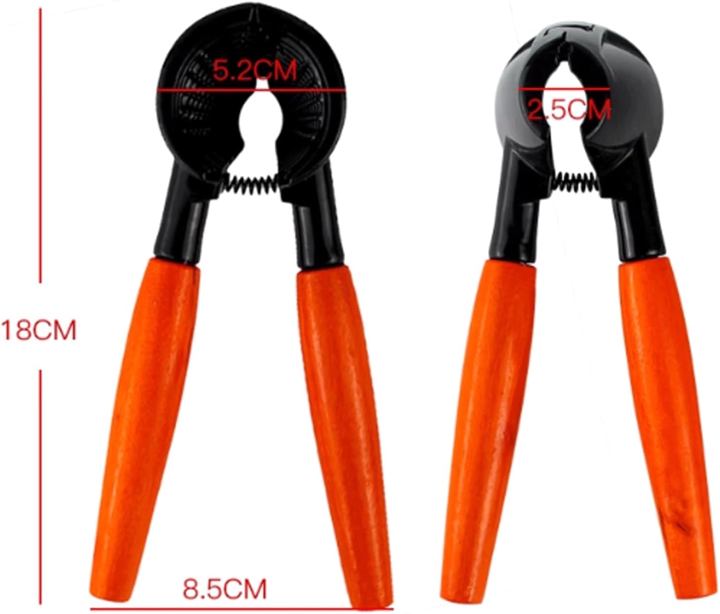 KRILLIQ Nutcracker Kitchen Dried Fruit Open Core Clip Walnut Clip Funnel Shaped Clip with Wooden Handle Nut Crackers Walnuts Pecans Hazelnuts for Nut Shelling, 2 pcs, Orange