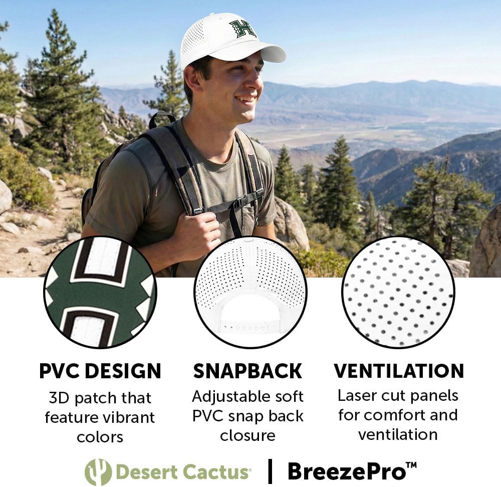 Desert Cactus Hawaii Snapback Hat – Rainbow Warriors BreezePro Performance Baseball Cap w/Adjustable Strap College Fan Gear - Image 3