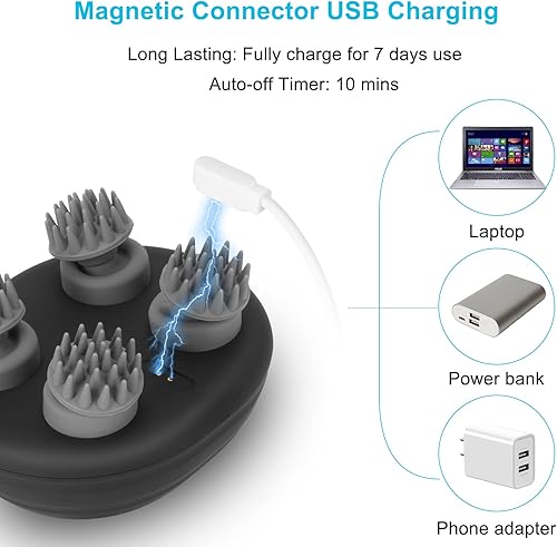 Miniatura 5 de melonsun Masajeador eléctrico portátil para el cuero cabelludo, IPX7, impermeable, inalámbrico, para aliviar el estrés y el dolor del cuero