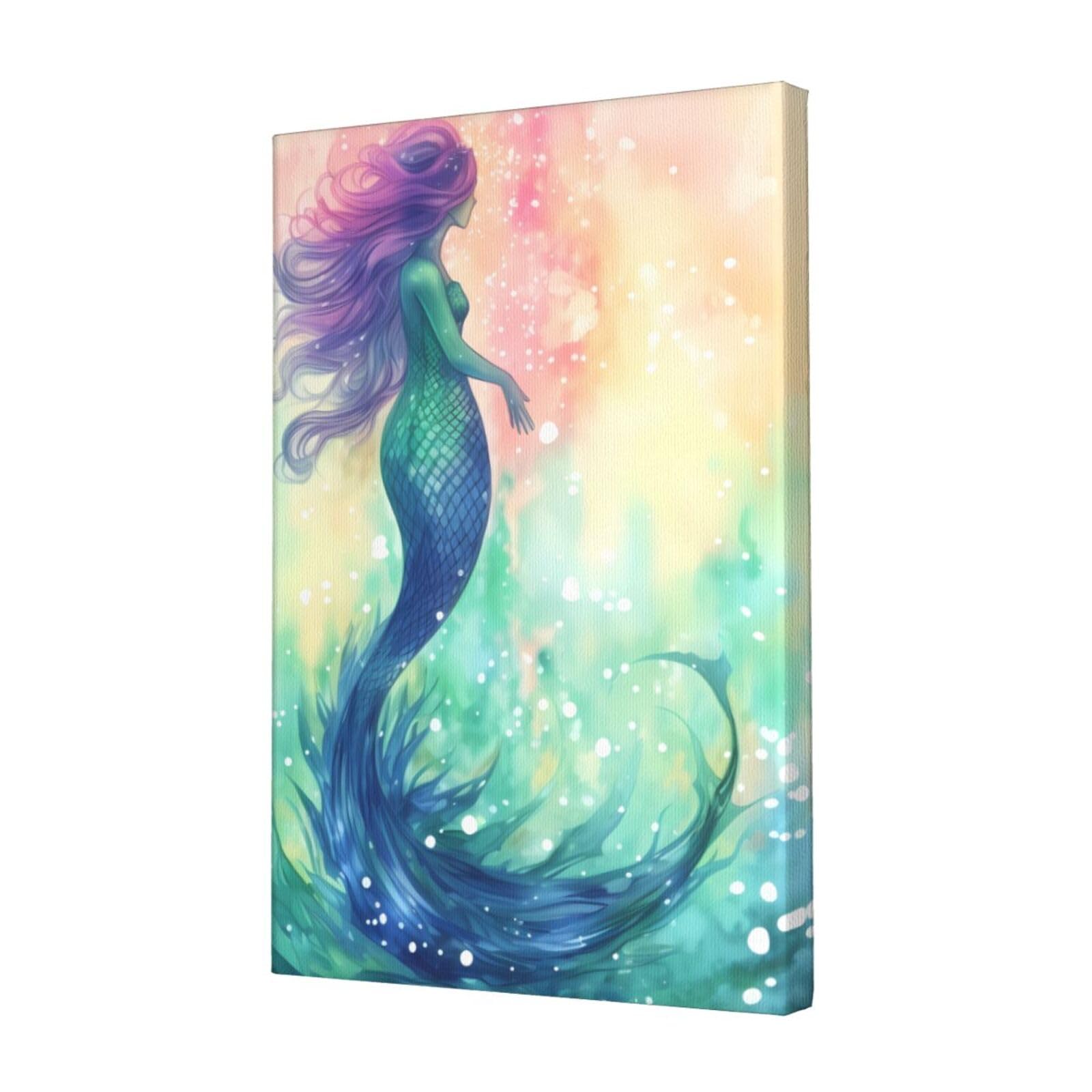 KLOPH Beautiful Mermaid tail Canvas Wall Art for Living Room 12"x18" Modern Artwork Painting for Bathroom Hanging Canvas Prints Aesthetic Wallart for Bedroom Kitchen Office Wall Decor