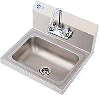 Wilprep NSF Certified 304 Stainless Steel Commercial Hand Sink with Gooseneck Faucet - Wall Mount Utility Sink 17x15 for Kitchen Bar RV Laundry