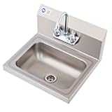 WILPREP Hand Sink Commercial Stainless Steel Sink for Washing, NSF Utility Sink with Gooseneck Faucet, Wall Mount Kitchen Sink for Restaurant Bar RV Bathroom Laundry Room (17 x 15 Inches)