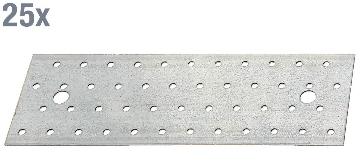 Alberts 847265 Plaque multi-trous | galvanisée Sendzimir | 240 x 80 mm | kit de 25