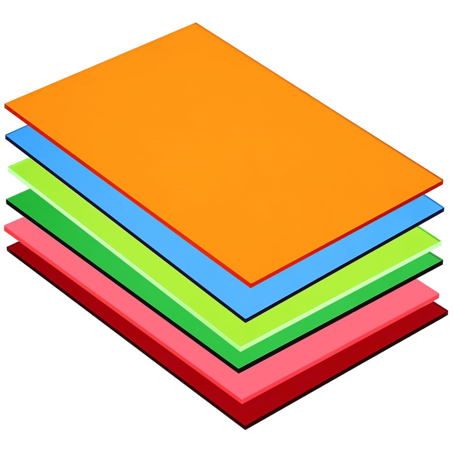 MECCANIXITY 6 Pcs PMMA Acrylic Sheets Colored Transparent 7 x 5Inch 6 Colors Acrylic Sheets for DIY Projects, Art, Crafting, Laser Cutting & Engraving