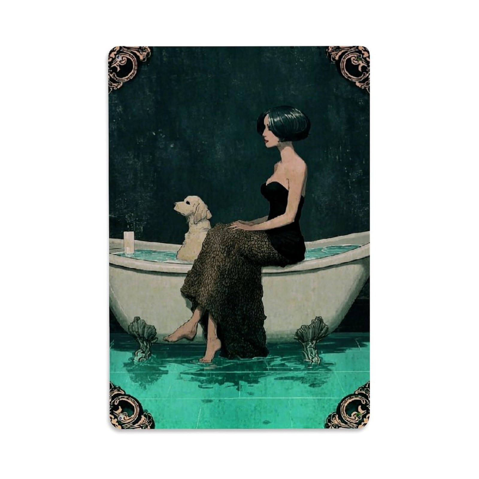 Nestemfo Vintage Elegant Woman In Bathtub Tin Sign Metal Sign, Living Room,Bar, Home, Bedroom Wall Decor,Retro Metal Poster 8X12 Inches
