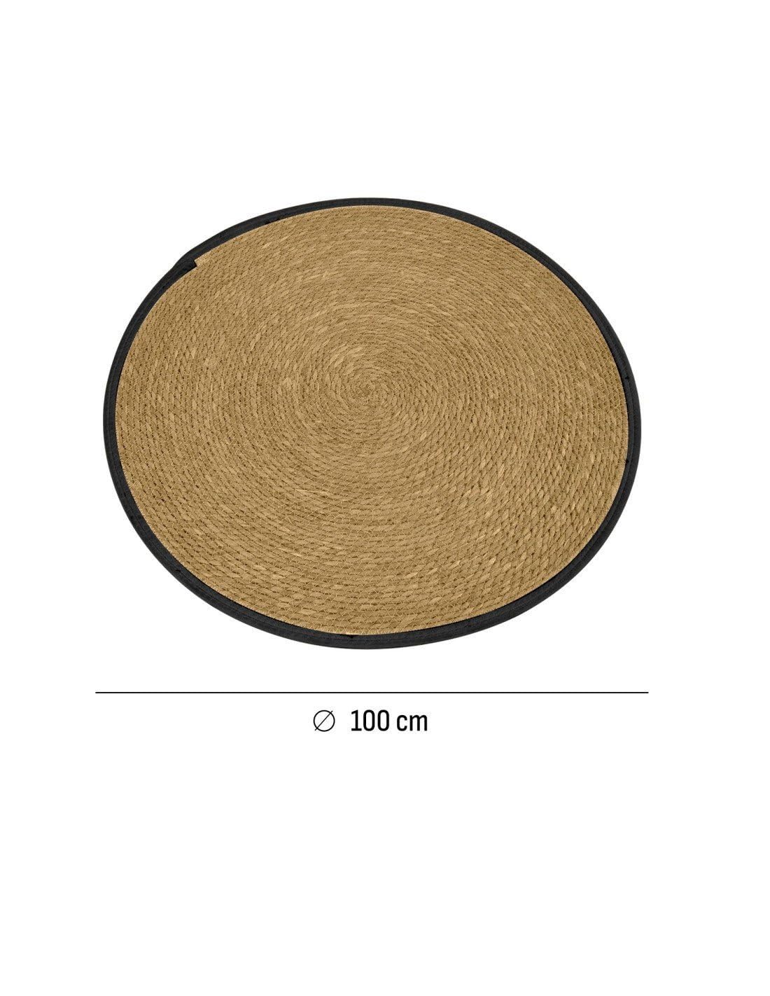 Jardin202 - Alfombra de Yute Redondo Trenzada a Mano – Alfombra Multiuso Decorativa Color Natural | 100 cm (Negro)
