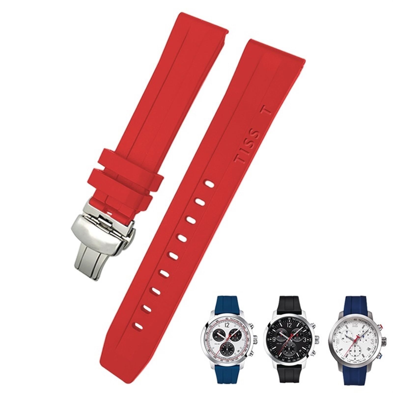 Correa de reloj de 19 mm y 20 mm para Tissot T114417 T114, correa de silicona de goma suave, cierre de mariposa, pulseras deportivas impermeables