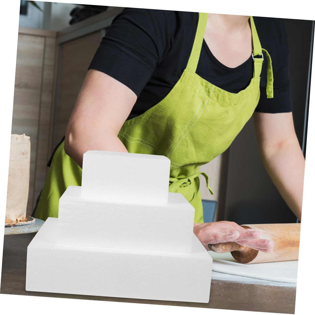 3pcs Square Cake Dummy Foam Model for Decorating Lightweight Reusable Baking Tools for Wedding Display and Practice