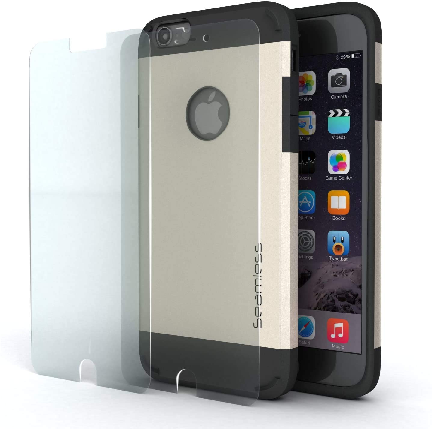 iPhone 6 Case Seamless 4.7 with Tempered Glass Screen Protector Best for Apple Phone Cover-Heavy Duty Shock Absorbing TPU-Ultra Protective Skin-Silver