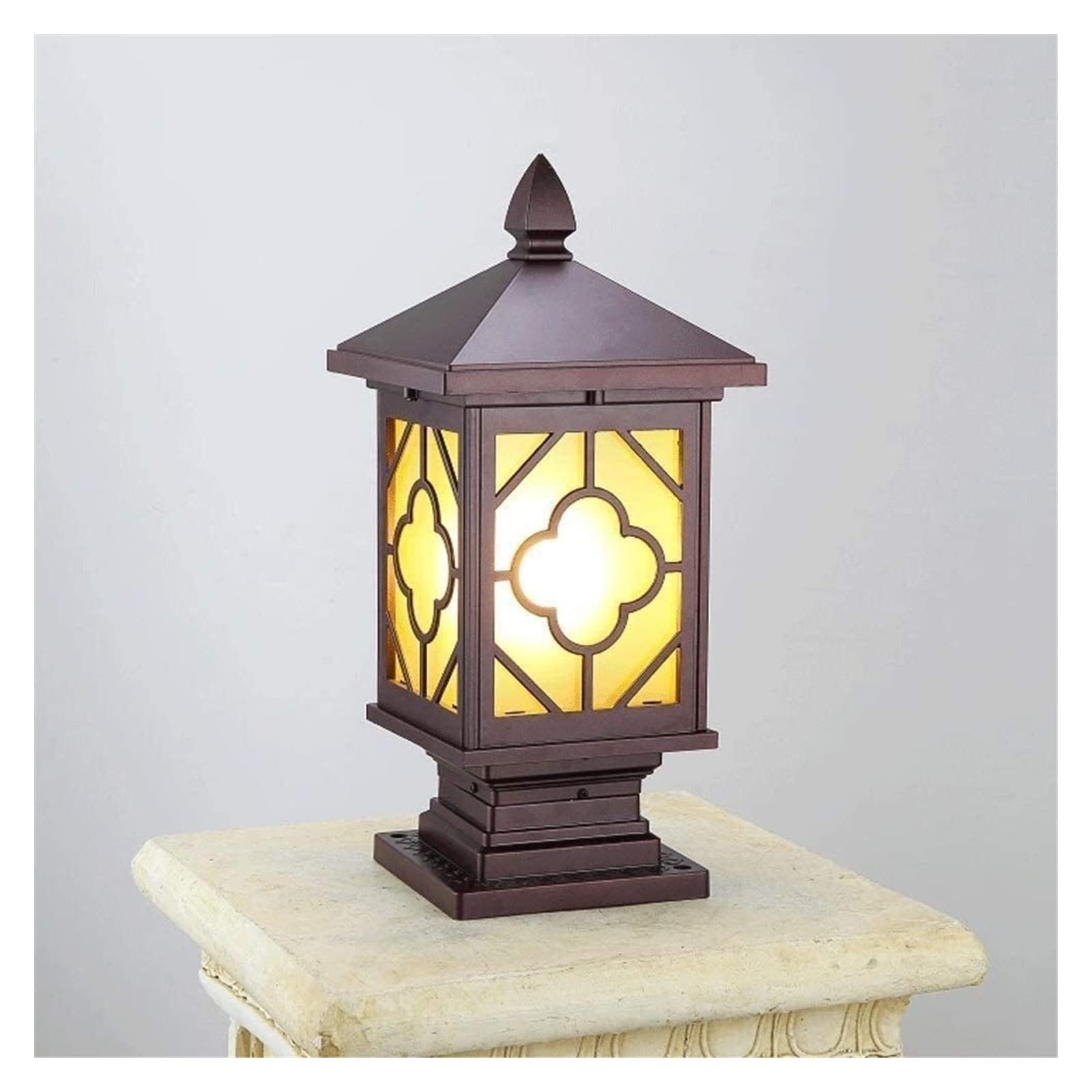 Cortile leggero Luci a colonna impermeabili Cortile retrò Luce a palo rotondo Luci da patio per villa vecchio stile industriale Luci da prato antipioggia Giardino Illuminazione marrone Lampada per