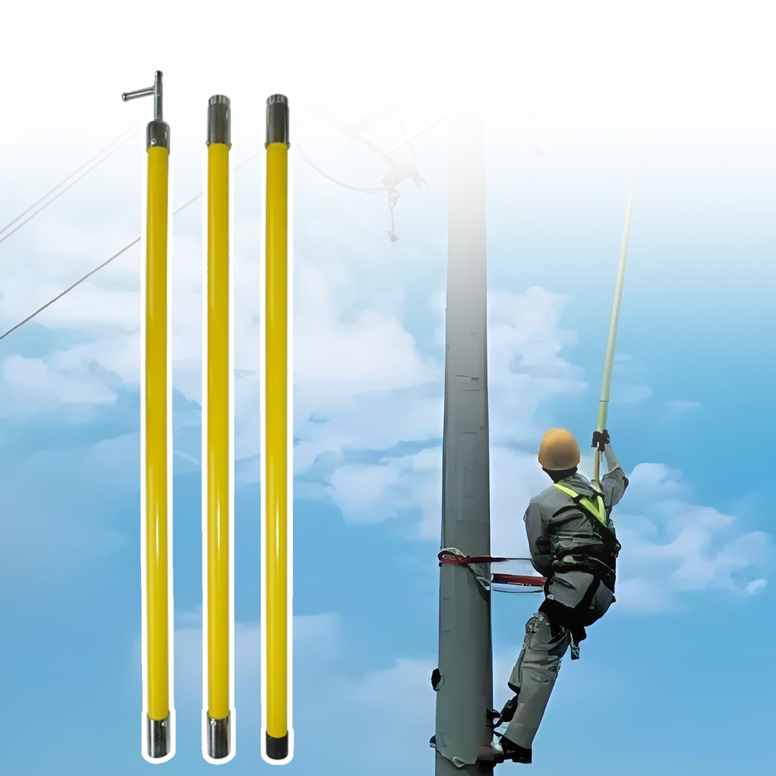Tige de travail étendue 4m en époxy isolée 35kV pour levage de fils