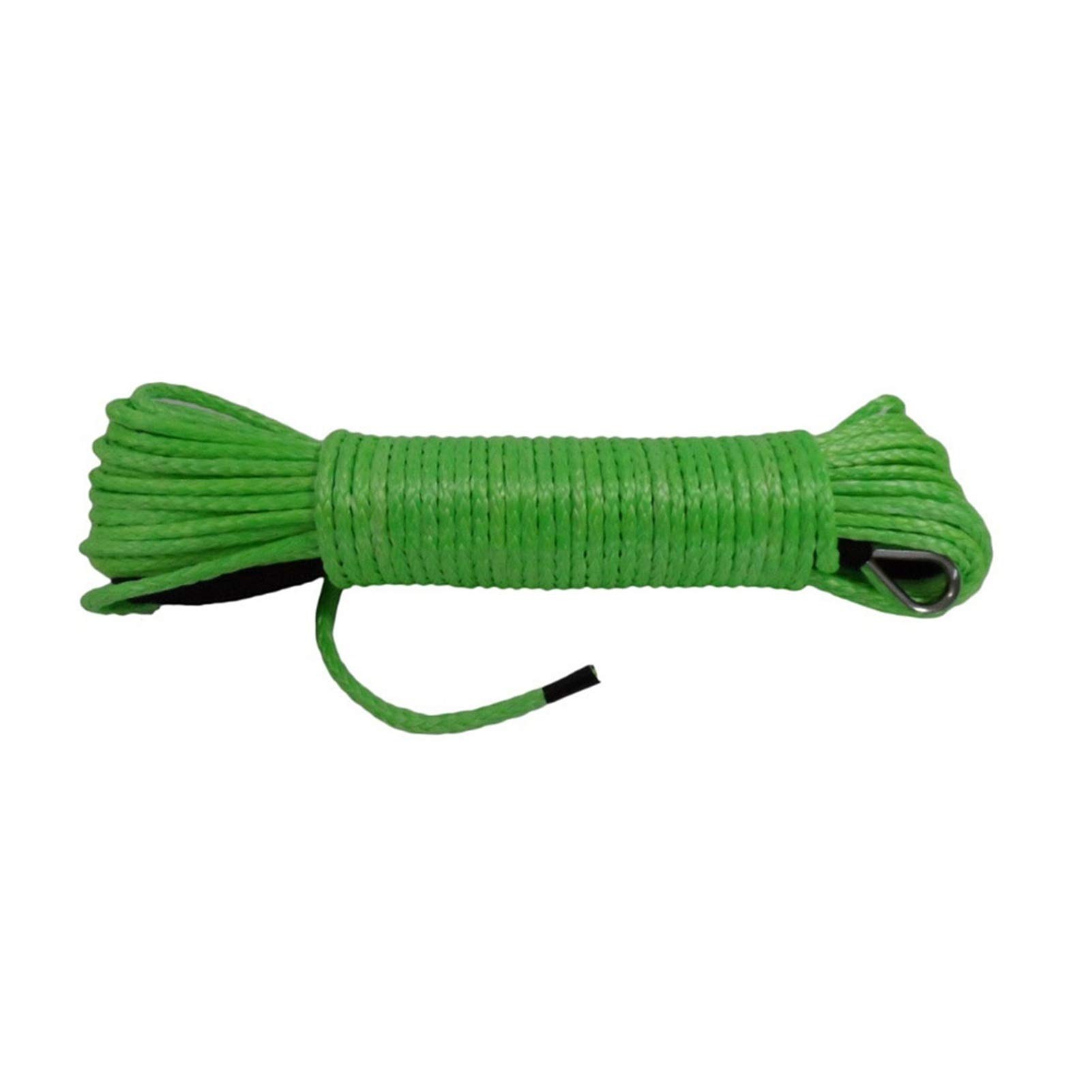 Winch Rope, Green 5mm*15m Synthetic Rope with 4000lbs Hawse Fairlead,ATV Winch Cable,Boat Winch Rope,Winch Line 5mm