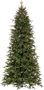 Vickerman 6.5 x 40" Douglas Fir Artificial Slim Pre-Lit Christmas Tree, Warm White LED Wide Angle Lights - Lifelike Indoor Seasonal Home Decor - Maintenance Free Faux Fir Christmas Tree