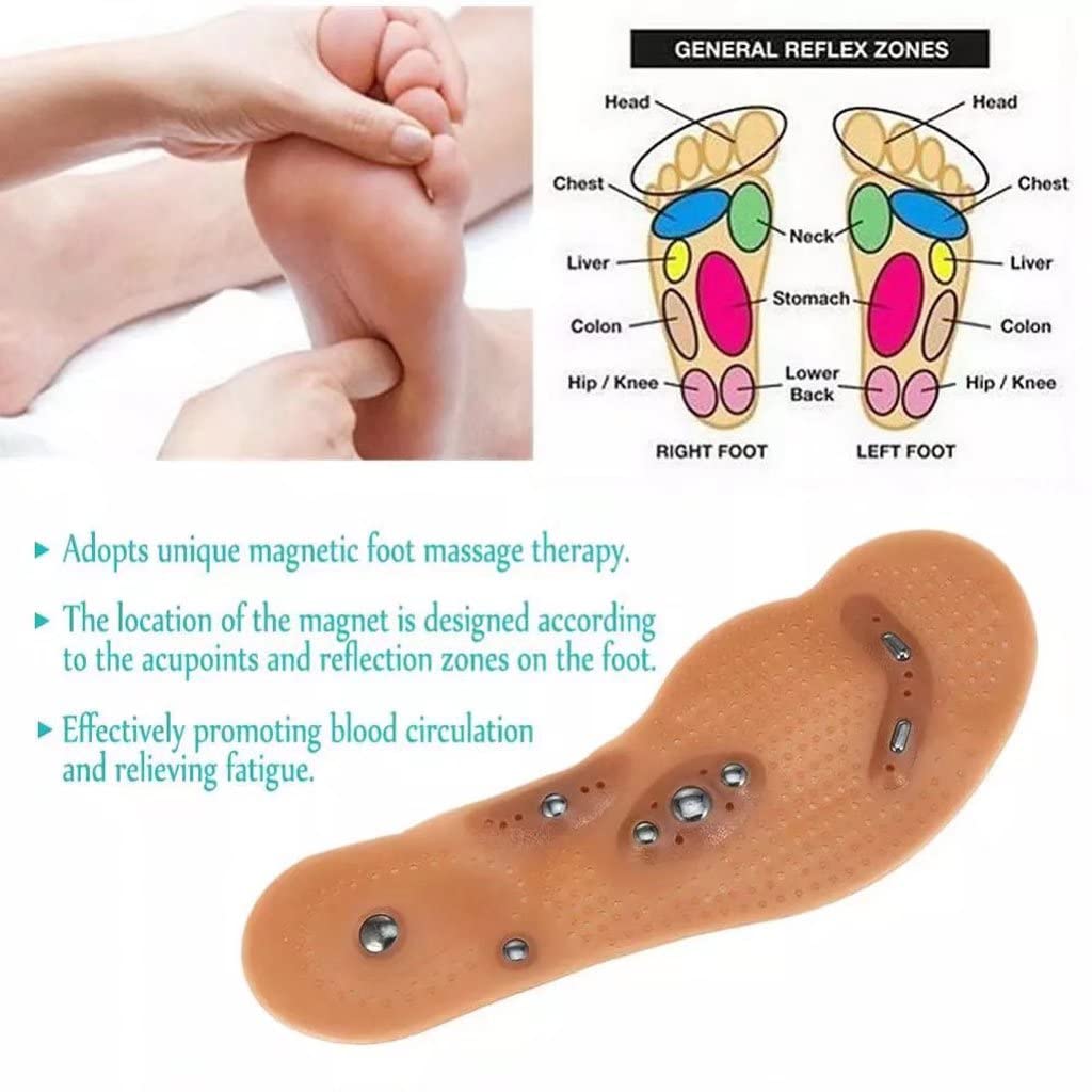 Wkładki do masażu stóp, Terapia stóp Refleksologia Ulga w bólu Zmywalne i cięte wkładki do butów, akupresura Magnetyczne masażu dla kobiet mężczyzn(1 Pair,S)