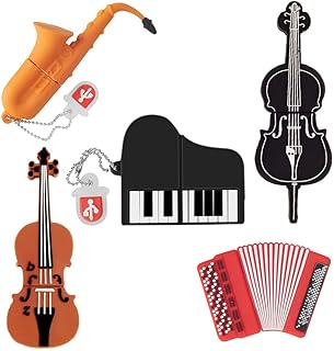 BorlterClamp 32 GB USB Flash Drive with Cute Musical Instrument Pattern, Cute USB Flash Drive Memory Stick for Data Storage, Gifts for Students, Teachers and Children, Pack of 5