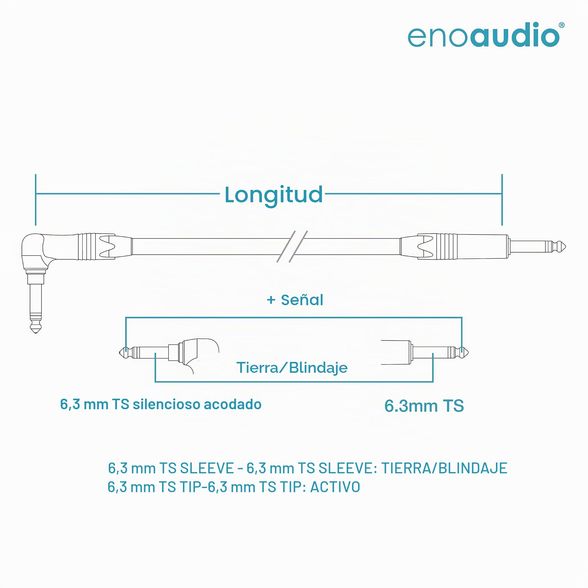 enoaudio Mogami 2524 Instrumento Cable | Neutrik Silent Switch 6,3mm TS-L – 6,3mm TS | HiFi - 3,0 m