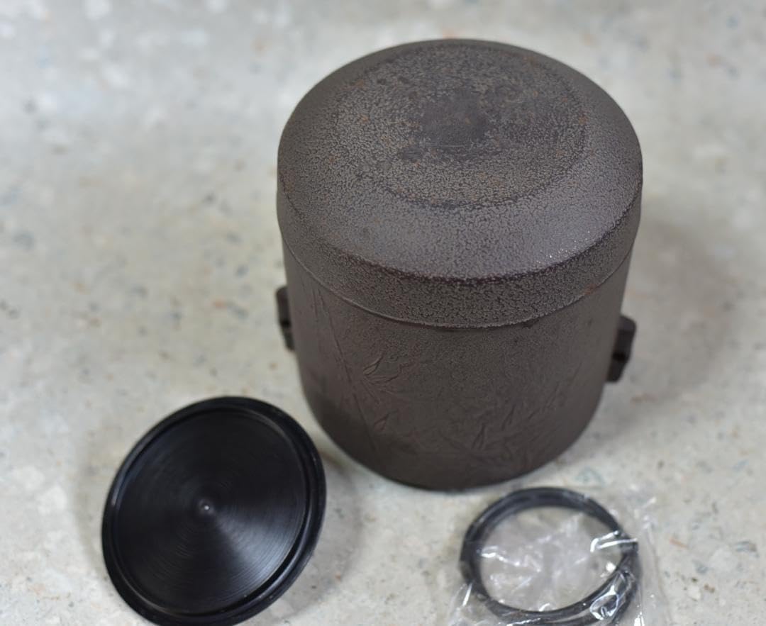 釜師 敬典作 竹地紋筒型茶釜極上品 お茶道具/共箱 高橋敬典作筒釜 共箱