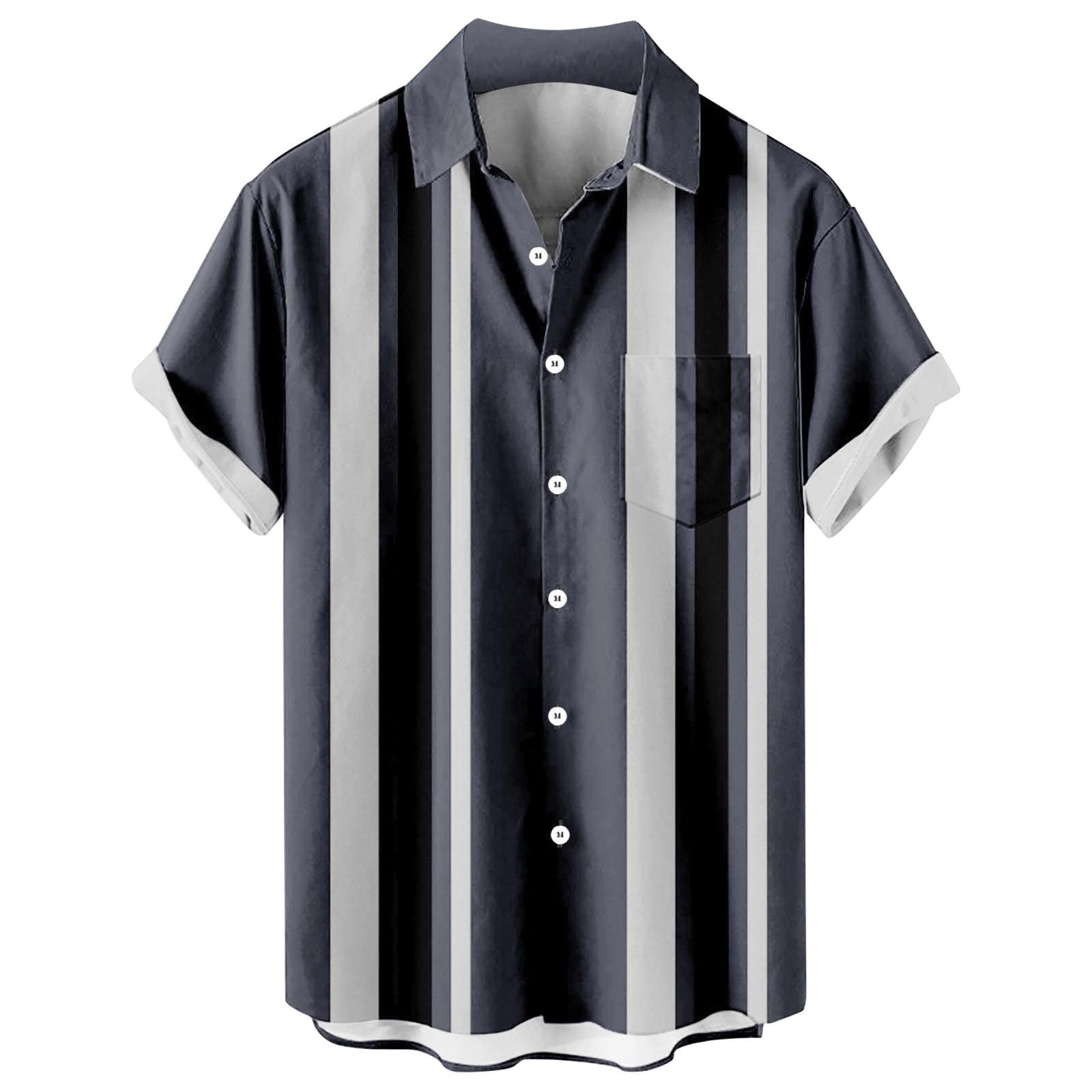 Genérico Camisa Manga Corta Hombre Tallas Grandes,Camisa Verano Hombre Lino Camisas Hawaiana Impreso Bolsillo Hombres, Camisetas con Estampados de Botones Manga Corta
