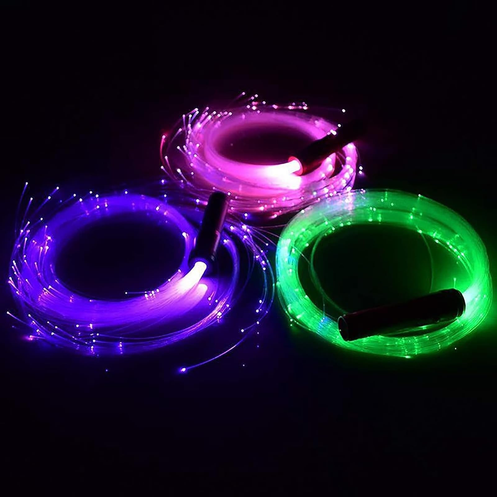MDybf Fruste da Ballo in Fibra Ottica a LED, Giocattolo a Flusso Scintillante con Frusta in Fibra Ottica a 7 Colori, Frusta Spaziale da Ballo Girevole a 360° for Feste danzanti