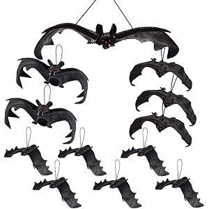 Brown Leaf 6 Pieces Spooky Halloween Hanging Bat for Halloween Party Rubber Vampire Bats Wall Décor for Halloween Party
