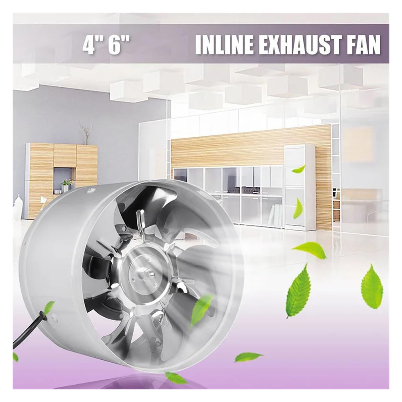 Ventilatore Lame Metalliche For Ventola Di Scarico In Linea Da 4 Pollici/6 Pollici(White,4 inch)