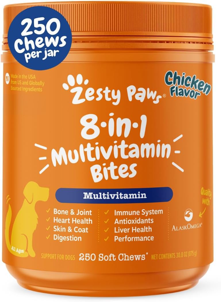 Zesty Paws Dog Vitamins - Dog Multivitamin Chews, Chicken, 250 Ct