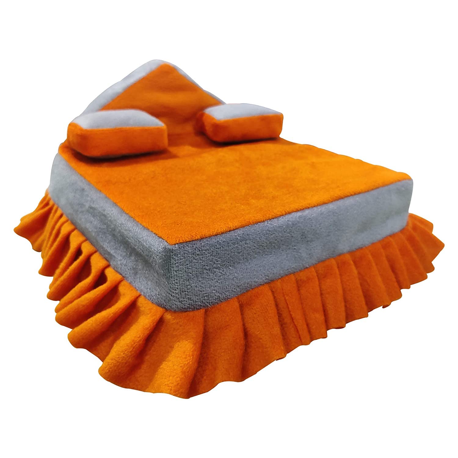 Laddu Gopal Ji Singhasan orange et gris, lit Manji pour temple maison