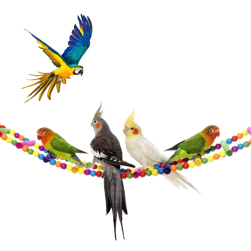 Meiso, giocattolo per uccelli da 74 x 10 cm, per pappagalli, scala, altalena, ponticello arcobaleno per pappagalli, parrocchetti, calopsiti, cokatoo, inseparabili