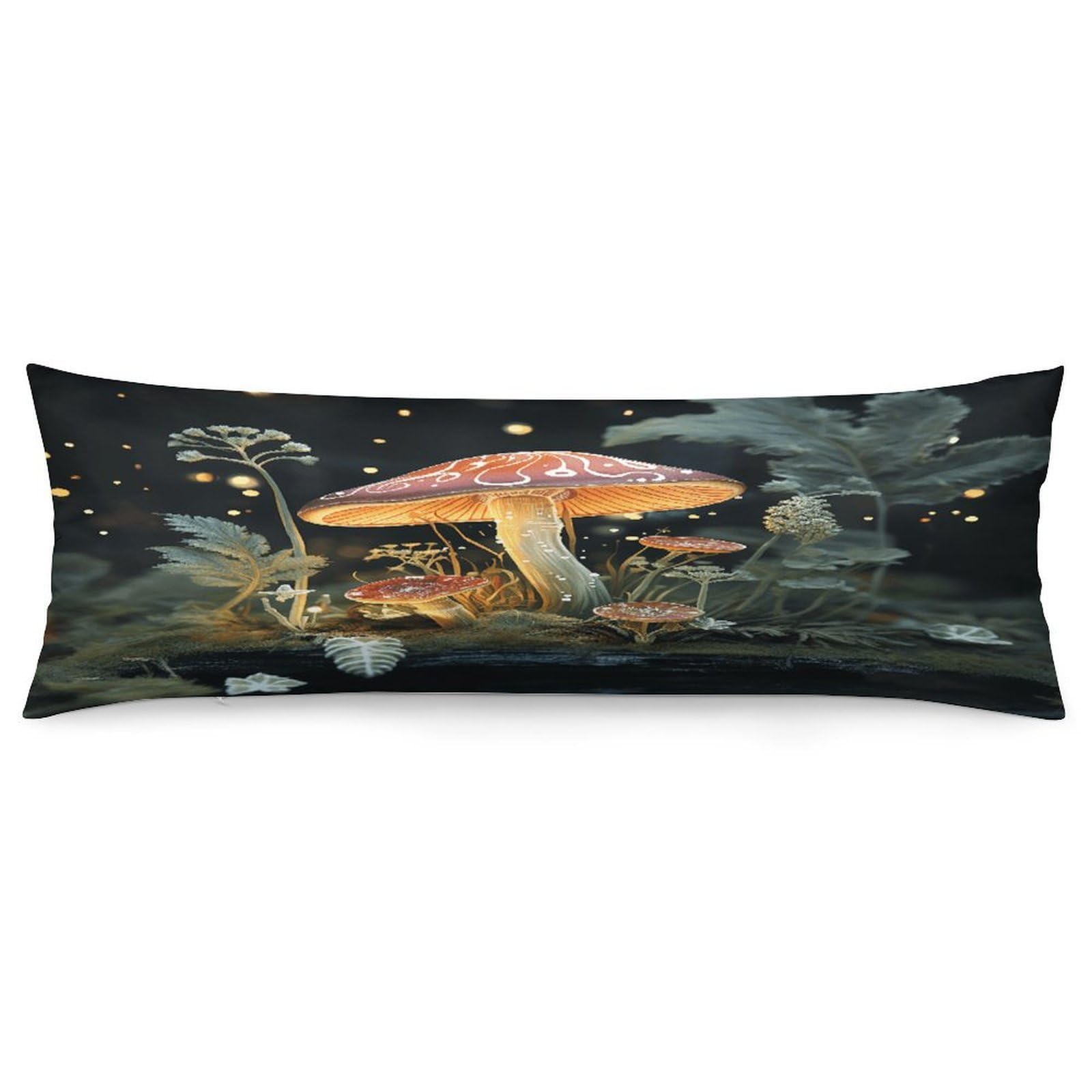 Body Pillow Pillowcase 19x53 Inch Butterfly Mushroom Print Body Pillow Cover with Hide Zipper Super Soft Cozy Long Pillow Case Rectangle Long Body Lumbar Cushion Case for Bedroom