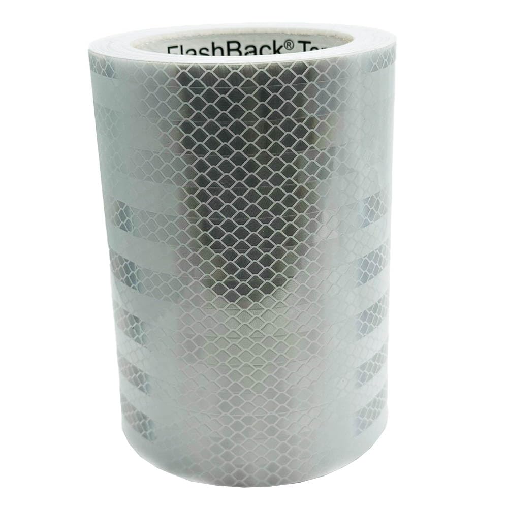 FlashBack Microprismatic Reflective Tape High Visibility Self-adhesive Sticker Hi Vis Van Reflective Sticky Tape (White, 150mm x 5 Metres)