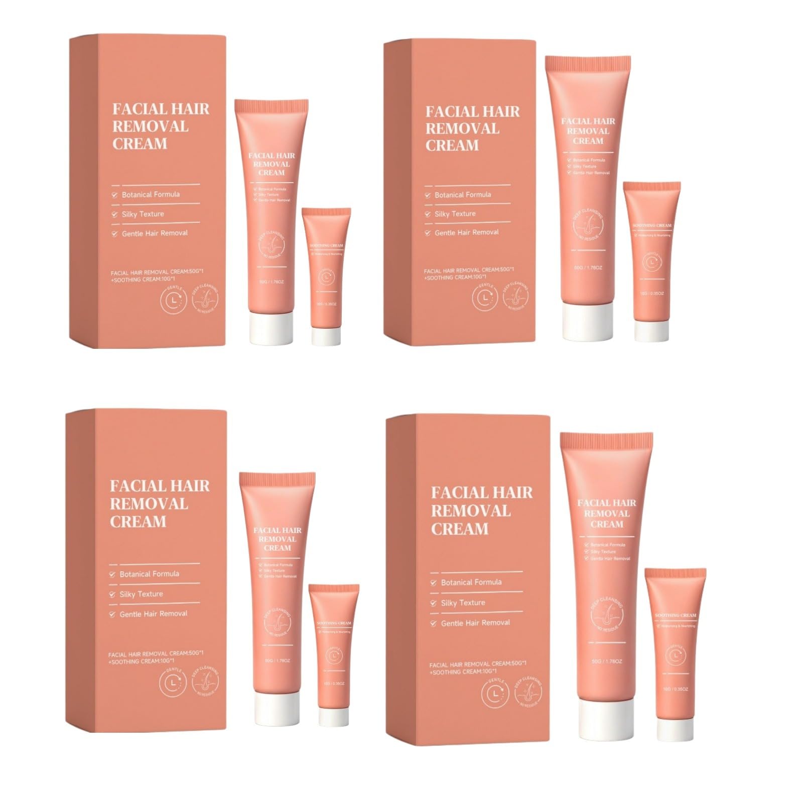 Crema depilatoria per il viso, 50 ml, morbida con lozione lenitiva, crema lenitiva abbinata e spatola di applicazione, formula morbida, pelli sensibili, ideale per l'estate, i viaggi, il salone a casa