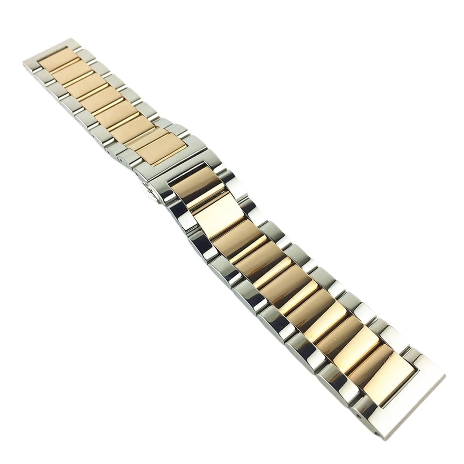 HMFANG Bracelet De Montre De Rechange En Acier Inoxydable Brillant Mat Bicolore Avec Boucle Papillon 16 18 20 21 22 23 24 26 Mm