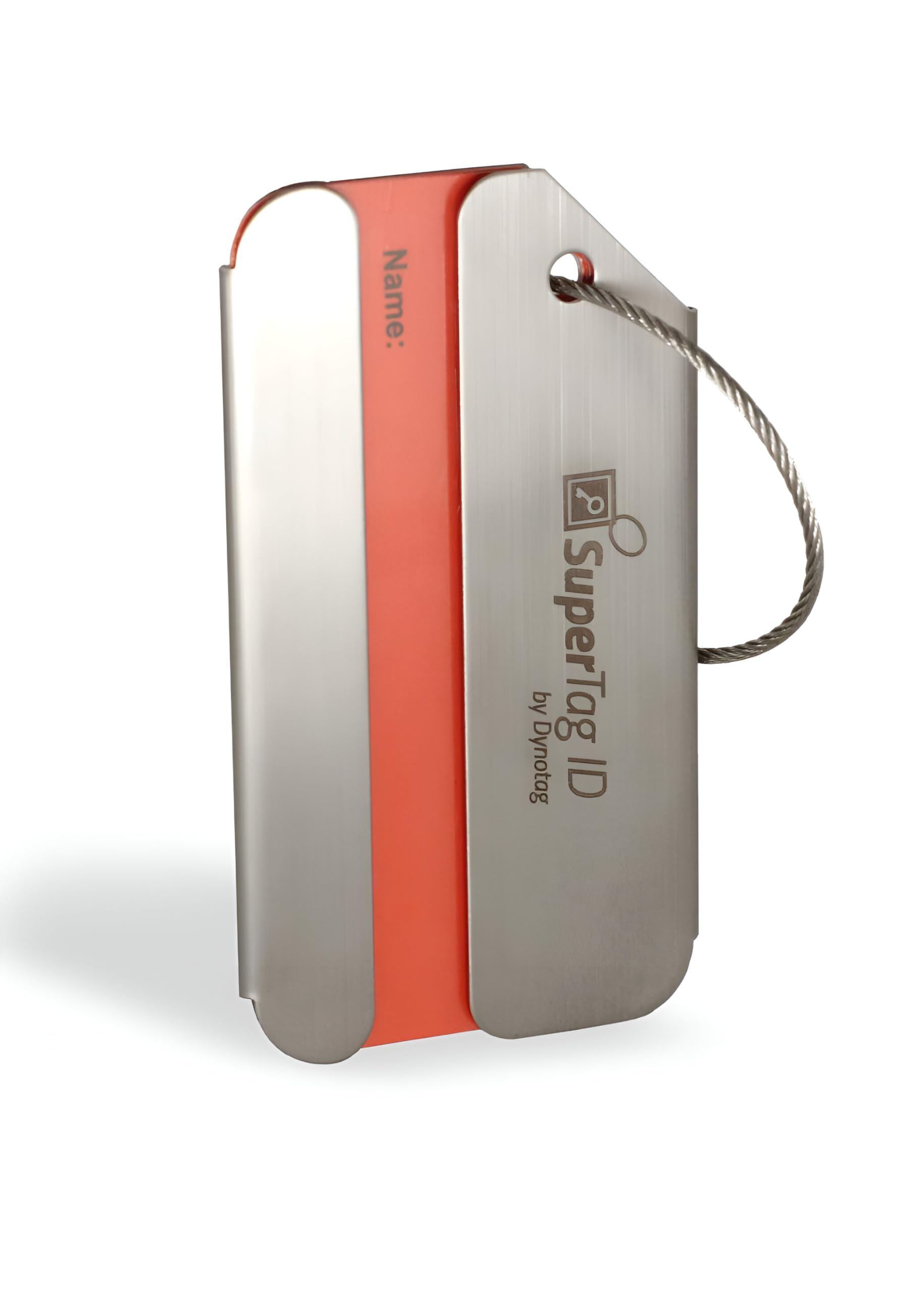 Deluxe Smart Luggage ID Tag Brushed Stainless Steel With Secure Loop 1 Pack