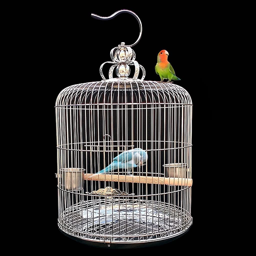 Casa degli uccelli Gabbia per uccelli portatile con design a gancio, Gabbia per uccelli in acciaio inossidabile per storno peonia tordo, Gabbia per uccelli in volo con vassoio inferiore Spazioso