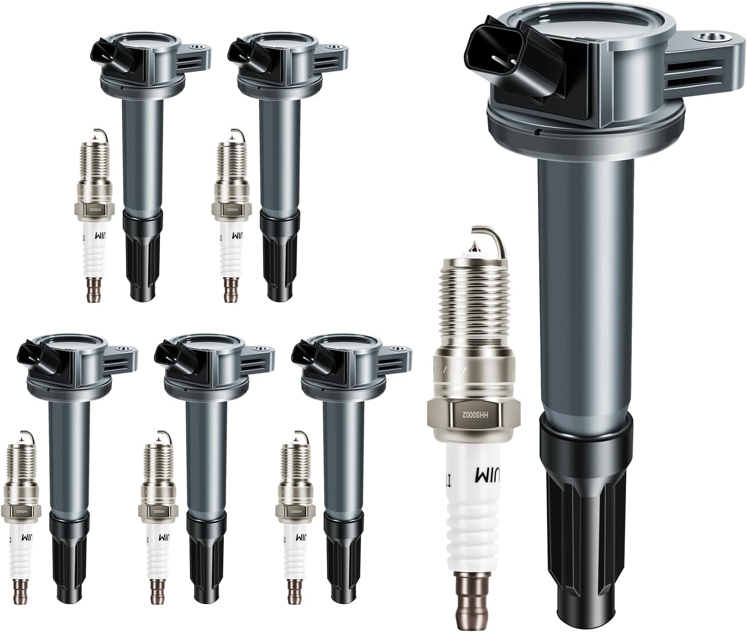 UF486 Ignition Coil Pack Iridium Spark Plugs Fits for Ford Fusion V6 3.0L 2006 2007 2008 2009, Fits for Mazda Tribute V6 3.0L 2006-2009, for Mercury Milan 2006-2009, Zephyr 2006, Set of 6