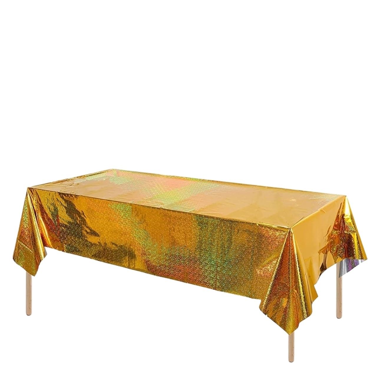 Disco Table Runner 137x274cm Glitter Aluminum Foil Tablecloth Wedding Birthday Party Decorations Rectangular Waterproof(Gold)