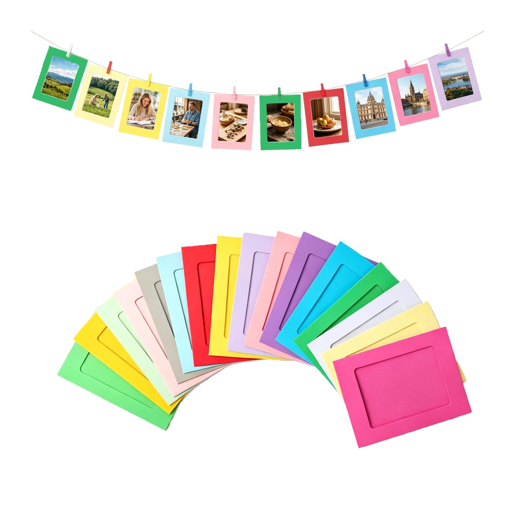 Photo 1 of Paper Picture Frames 32 Pcs Paper Photo Frames 4 x 6 Inch Colorful Cardboard Picture Frame Foam Pictures Frame for Craft Display DIY Project Home Office Wedding Graduation Party Supplies Wall Decor