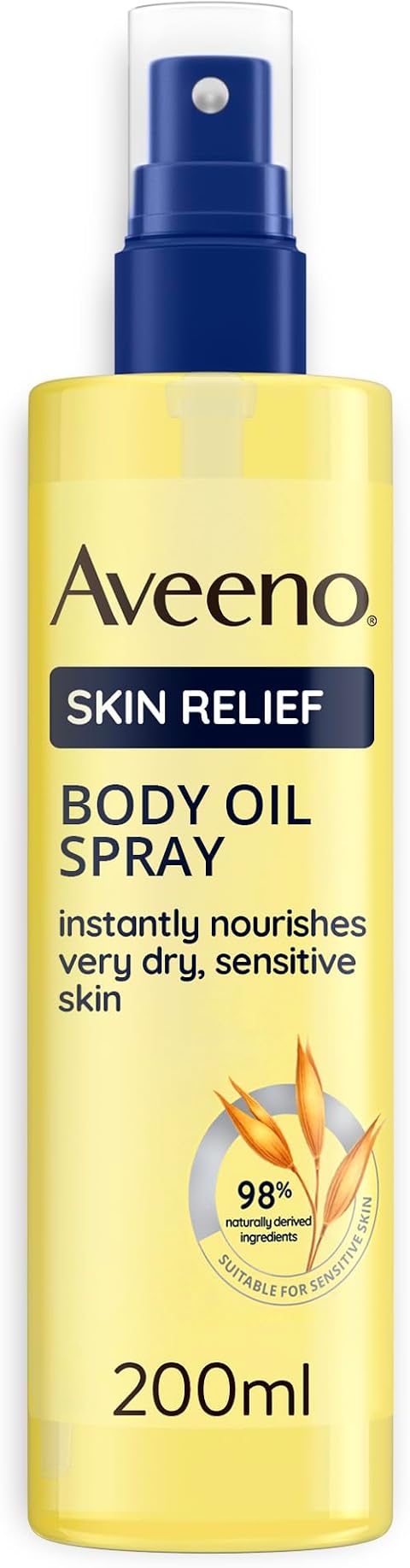 Aveeno Skin Relief Olio Corpo Spray, Olio corpo idratante pelle secca e sensibile, Body oil dermatologicamente testato con ingredienti di origine naturale e oli di Avena e Jojoba, 200 ml